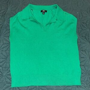 DKNY Kelly Green Polo Pullover Sweater Vest Oversized Women’s Small S